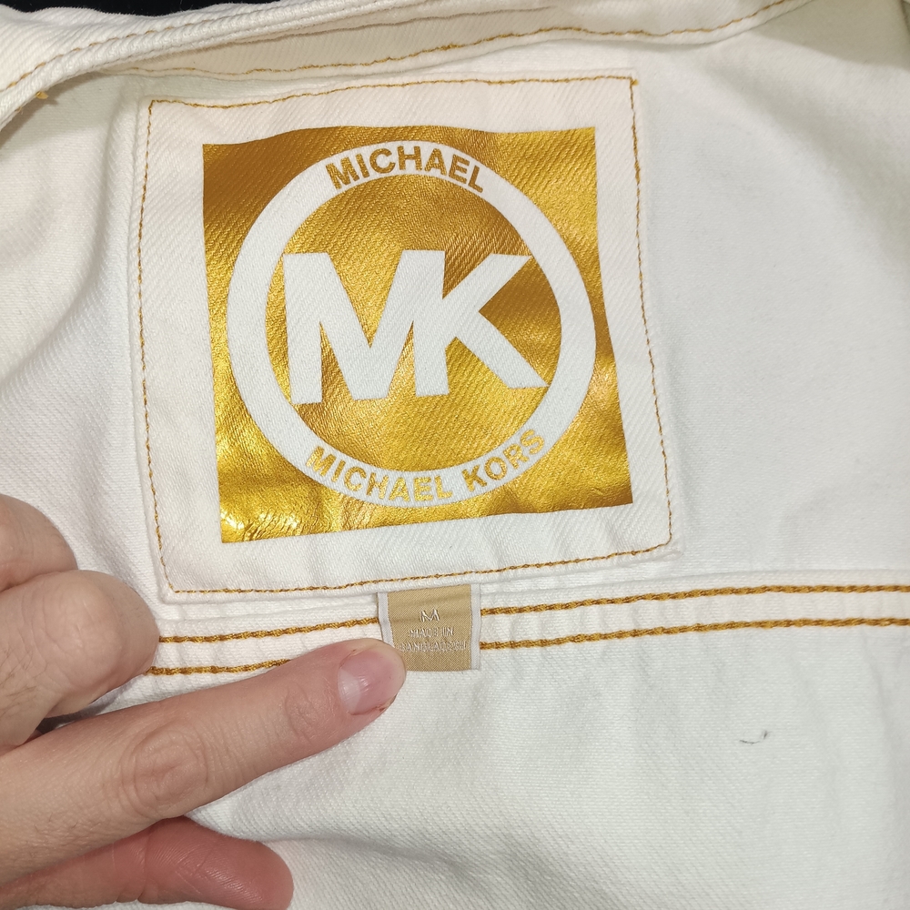 Michael Kors Light Cream Jean Jacket with Gold Accents - Picture 3 of 6